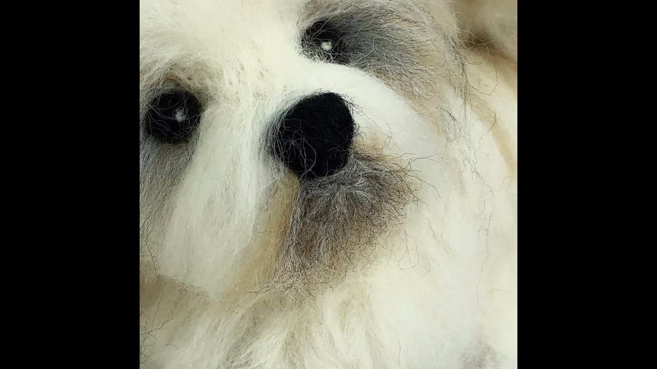 Knit2Felt Shih Tzu Dog Needle felted detailing