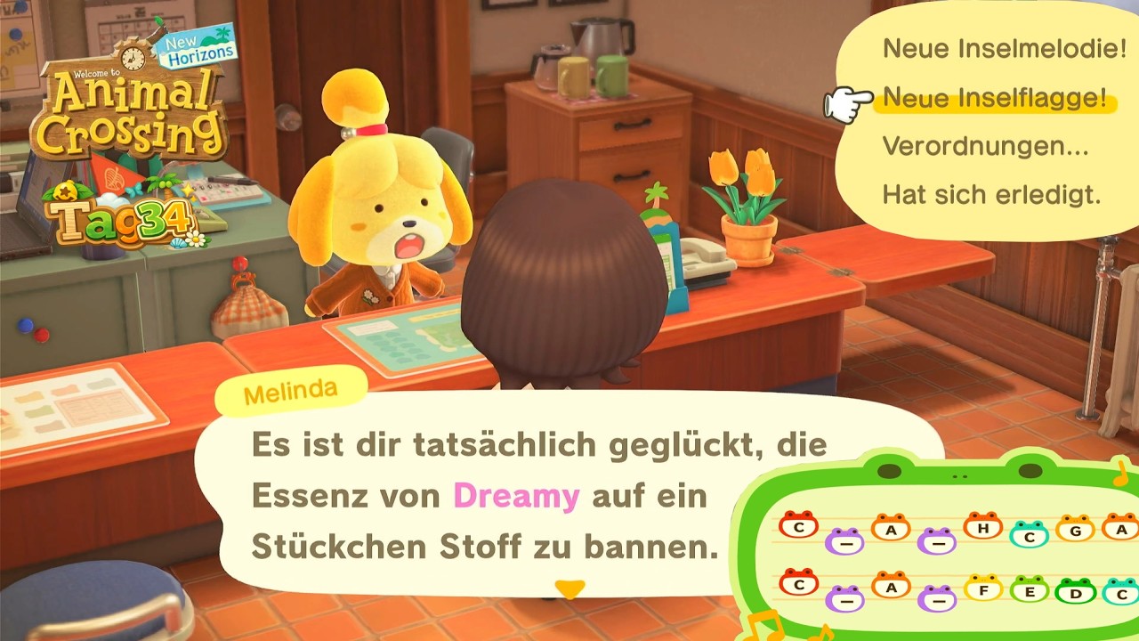 Tag 34 auf der Insel! Eine neue Inselmelodie, Flagge und Verordnung | Animal Crossing New Horizons