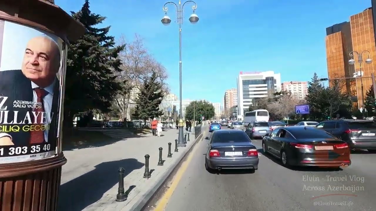 Автомобильный Тур по Улице Рашид  Бейбутов - Баку Азербайджан - Февраль 2023