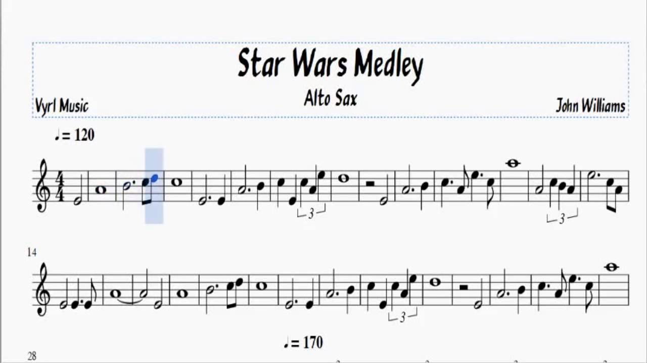 Notas para saxofon alto - star wars