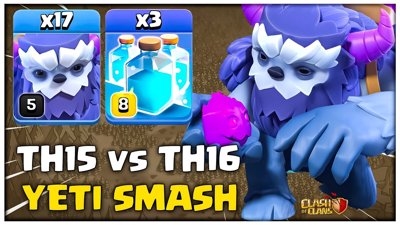 TH15 vs TH16 Yeti Clone – Base Destroy Under 2 Minutes! Clash of Clans