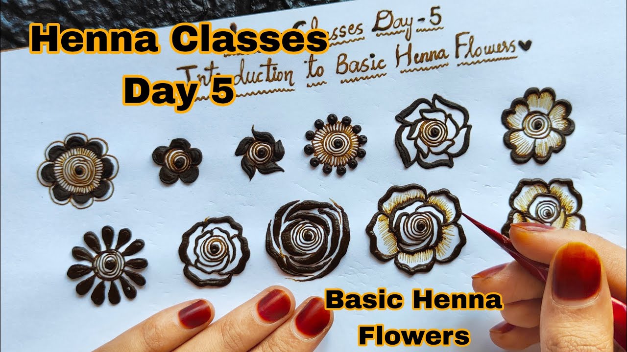 Henna Classes Day 5 | Introduction to Basic Henna Flowers| Henna Classes By Thouseens/ Learn henna