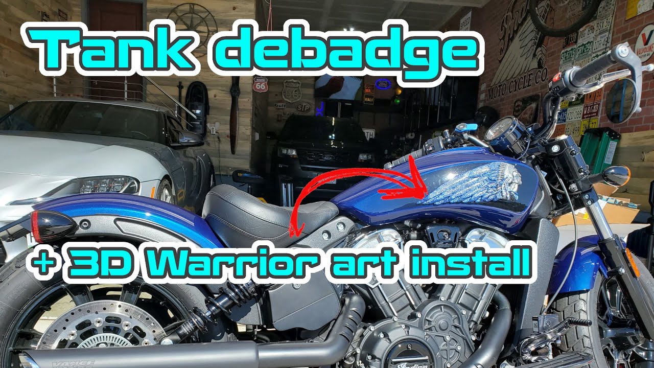 How to debadge the gas tank on the Indian Scout Bobber plus bonus ArtAbyss Warrior Art install
