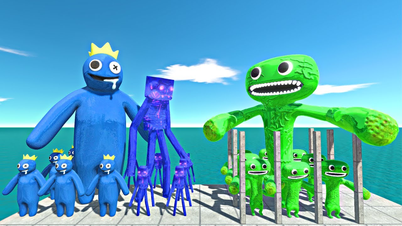 Rainbow Friends Blue + Enderman Rescues Jumbo Josh and Fight - Animal Revolt Battle Simulator
