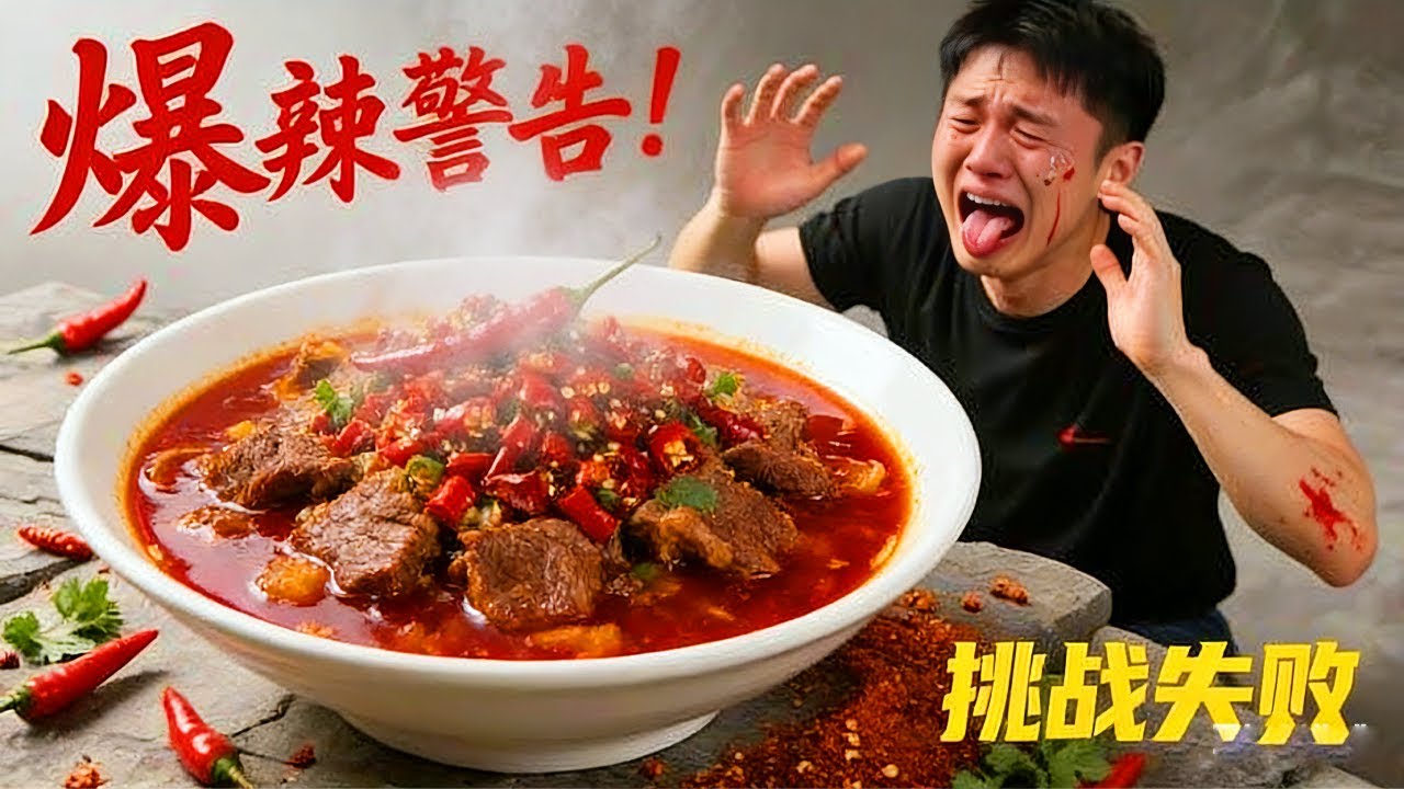 🔥【辣王挑战】谁懂这个辣度暴击！巡辣挑战冒烟辣翘脚牛肉面，魔鬼椒加持辣到眼泪狂飙