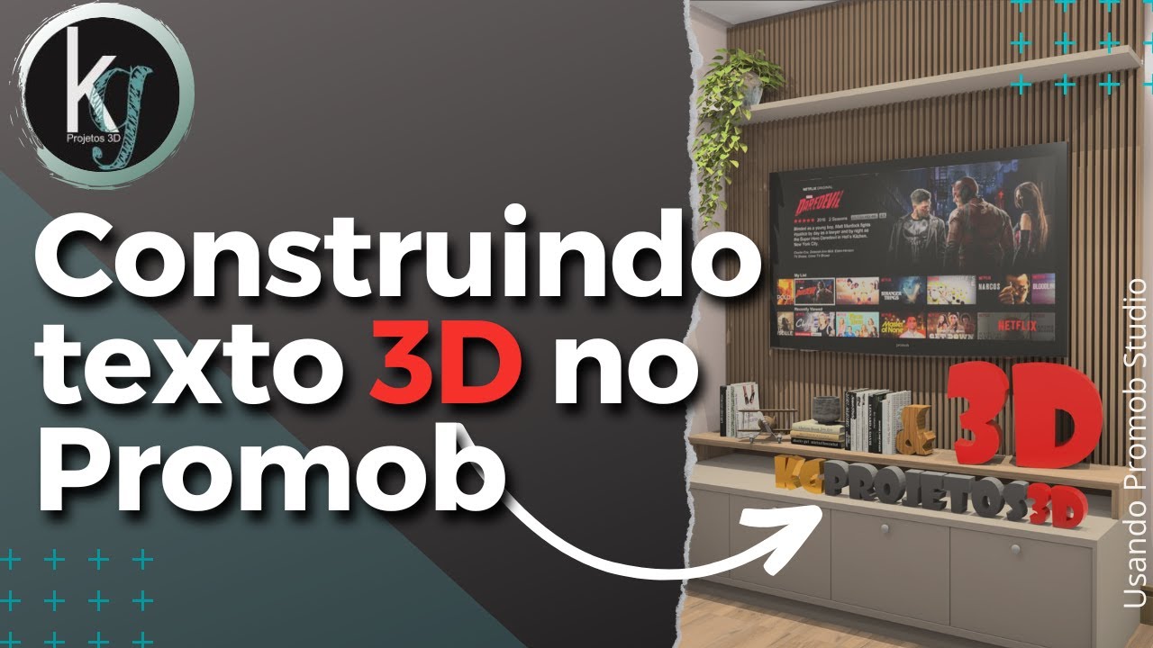 Criar ou escrever texto 3d  [KG projetos - Promob Studio] - Kleber Giuliano