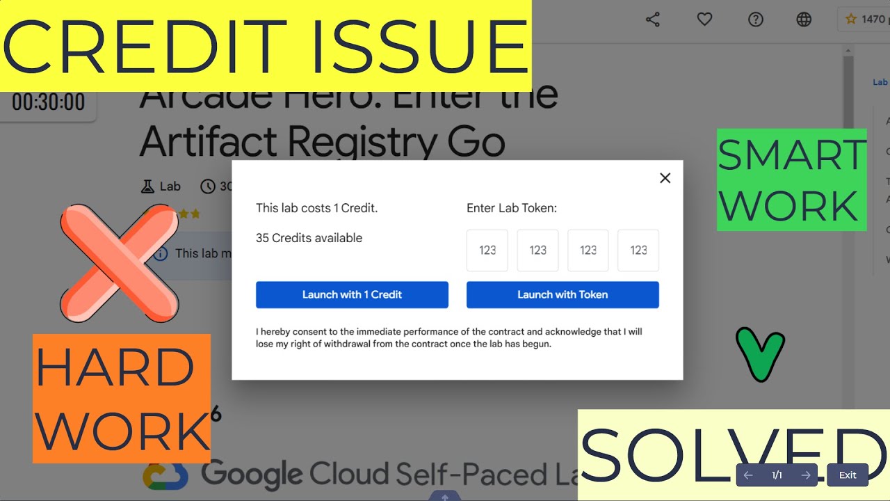 How to start google cloud lab without entering lab token and without buying Credits?