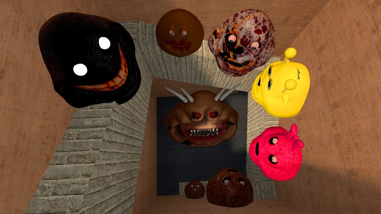 🌀SPARTAN KICKING POU BOU FAMILY FROM BOU'S REVENGE Of POU and SCARY PINK POU in BIG MAZE Gmod