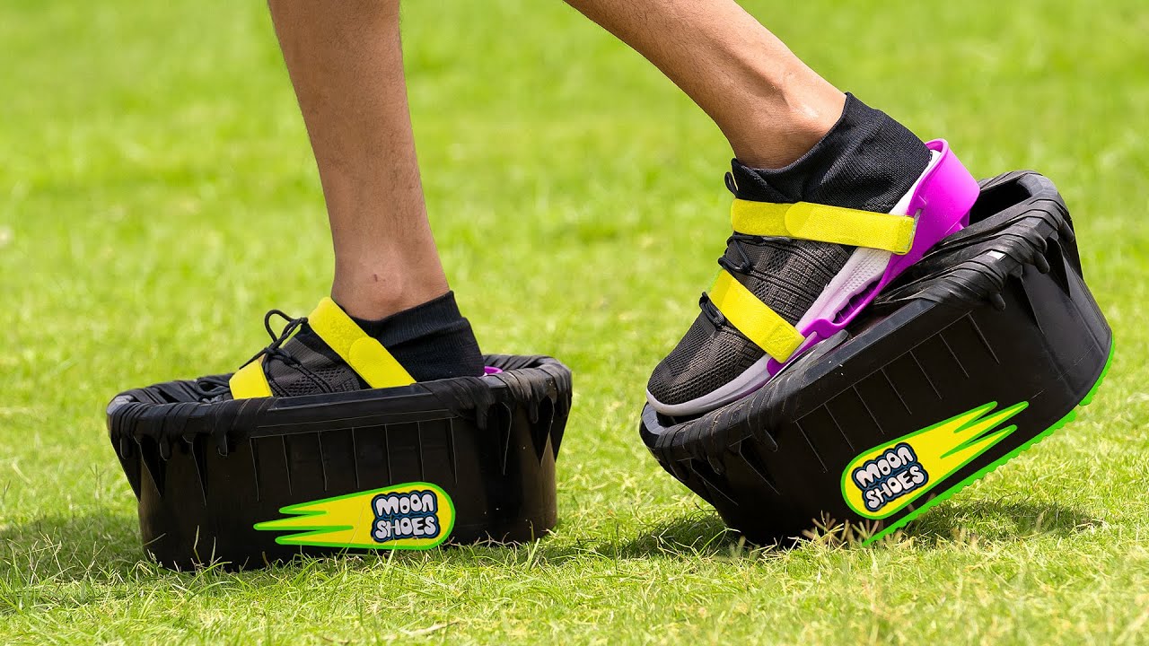 We Tried Moon Shoes - Mini Trampoline