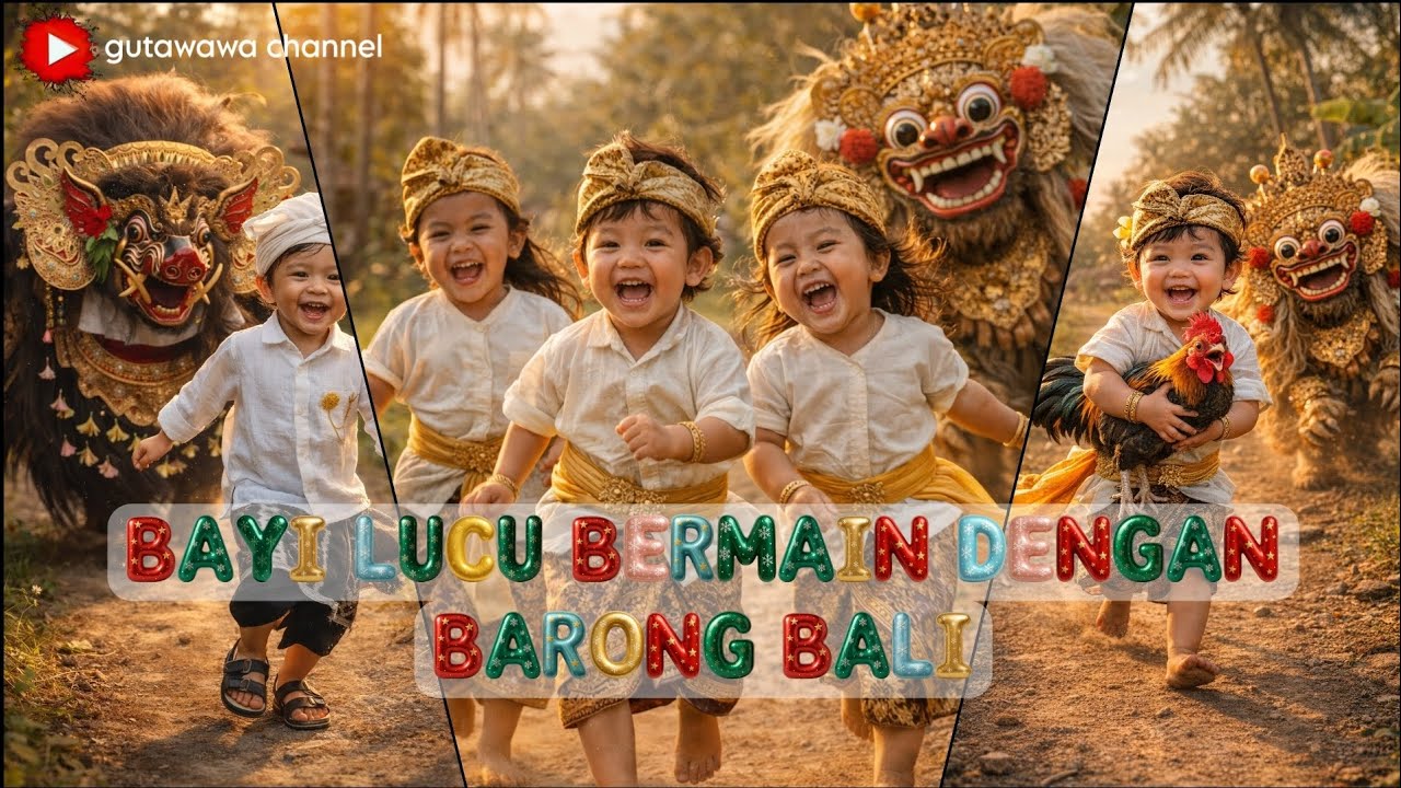BIKIN GEMES ‼️ KUMPULAN BAYI LUCU BERMAIN DENGAN BARONG BALI #barongbali #aivideo #bayilucu 