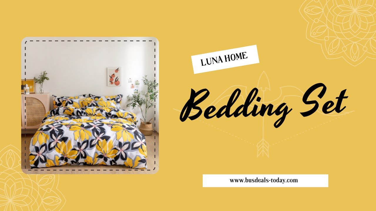 LUNAHOME Yellow Floral Design Bedding Set