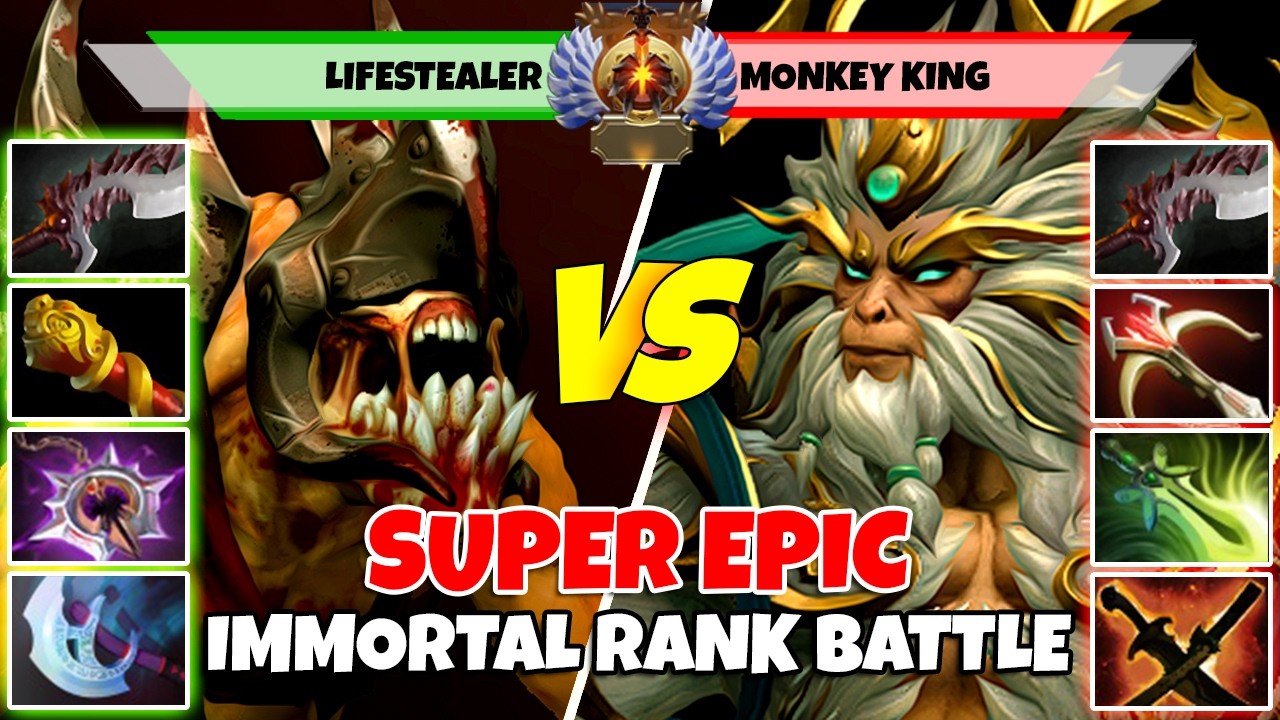 LIFESTEALER (Кэрри) против MONKEY KING (Мид) - Эпическая битва игроков Dota 2 в ранге Immortal - ...