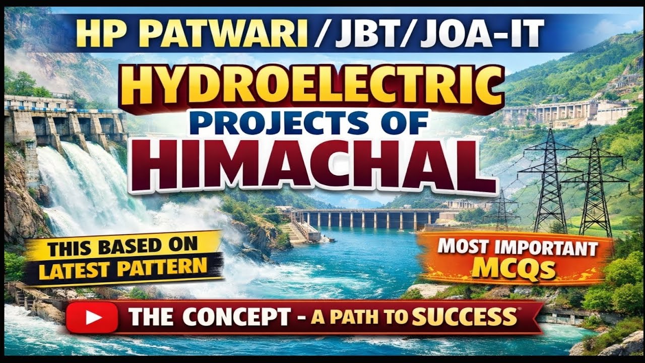 Most Important MCQs of HydroElectric Power Projects in HP for HP JBT COMMISSION / Patwari Exams 2026