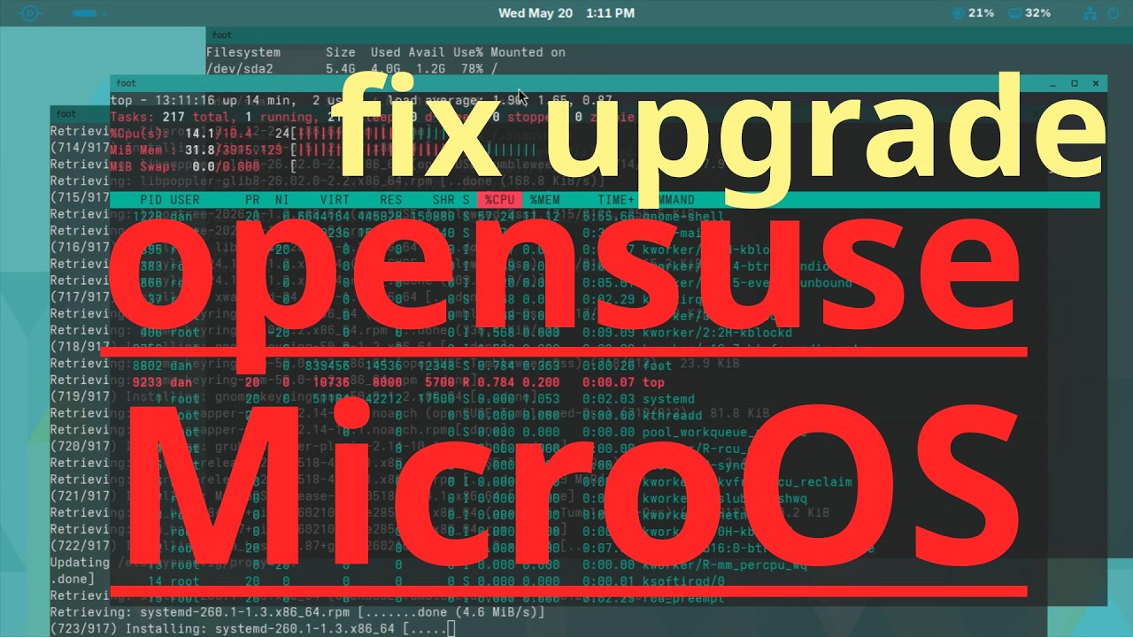 REUPfixaudio opensuse MicroOS tty login Gnome - transactional-update shell snapper delete snapshot
