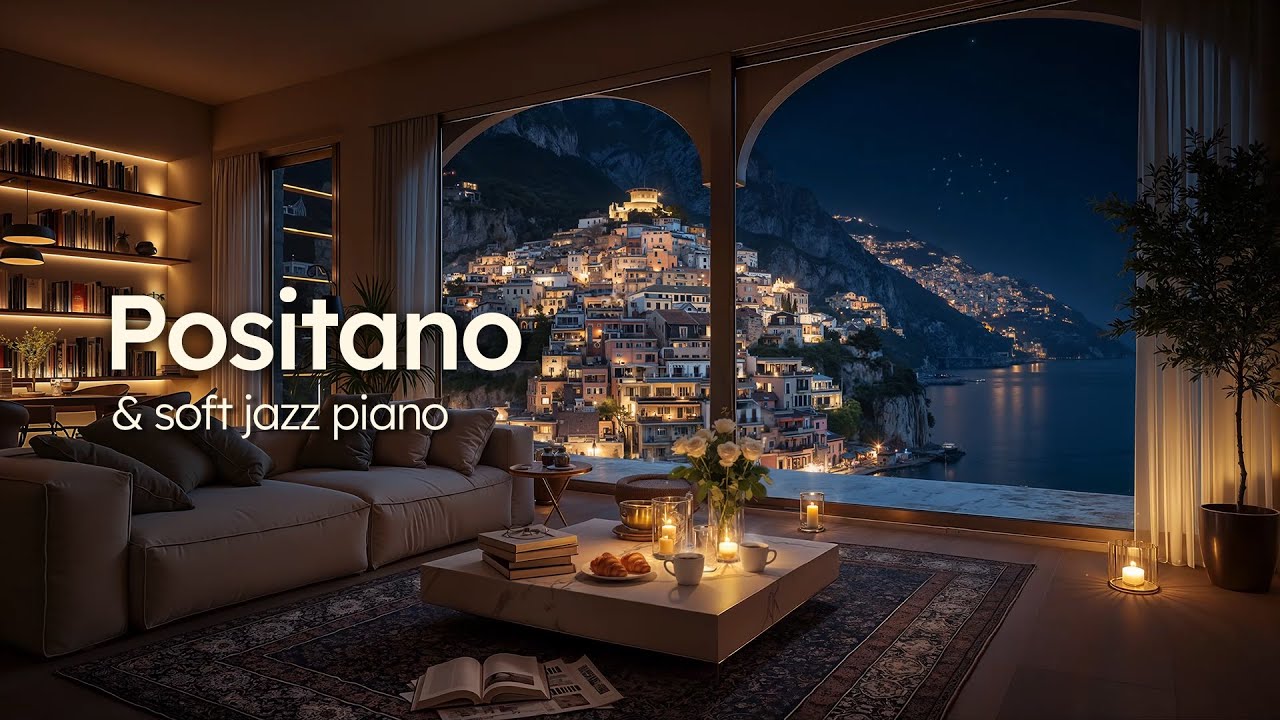 Italian Night Jazz in Positano | Luxury Seaside Apartment & Soft Jazz Piano to Deep Relax