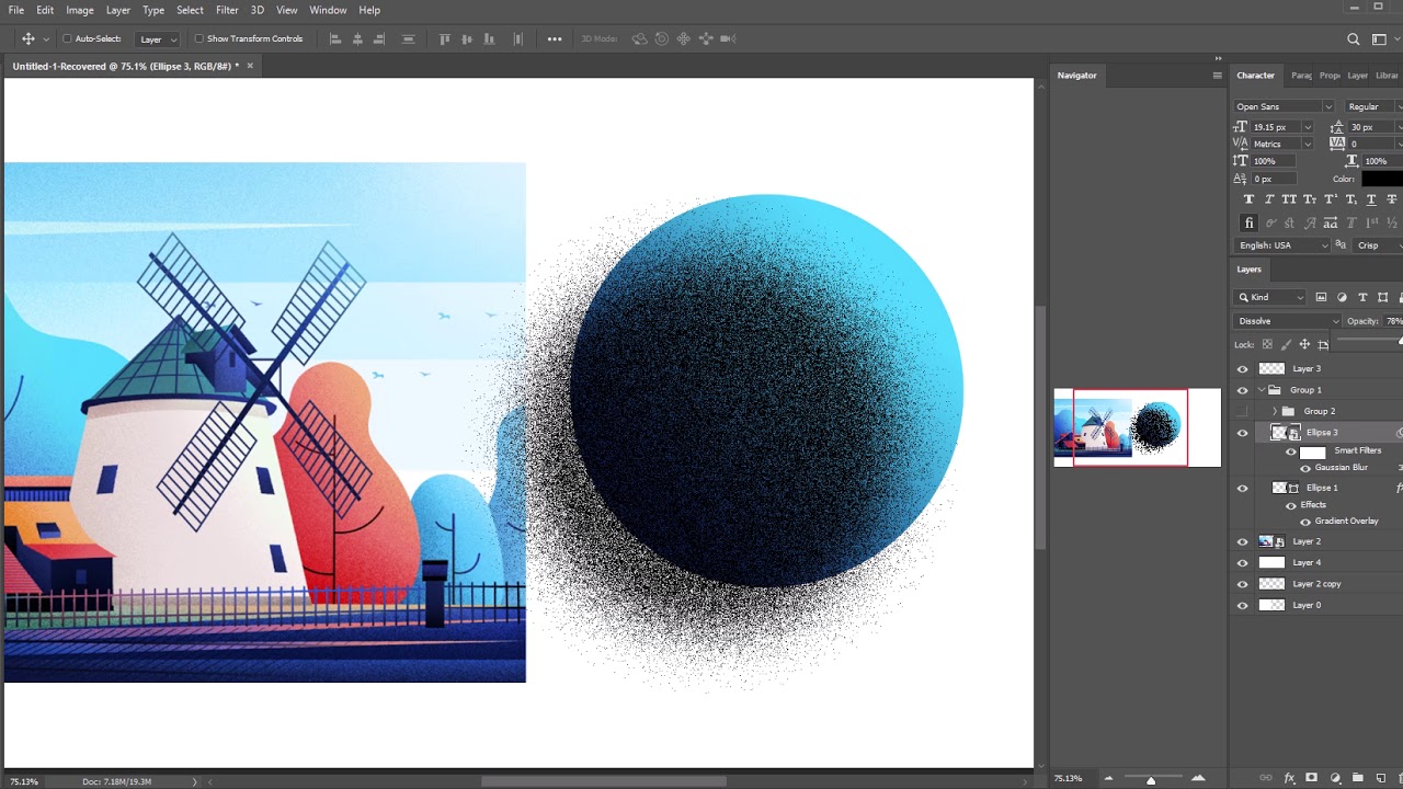Adobe Photoshop, Grain, Noise, Spray texture Effect Illustration Tutorial