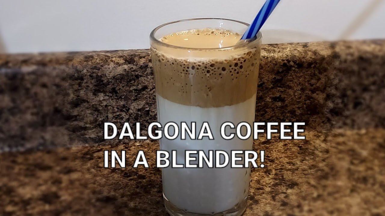 Dalgona coffee (whipped coffee) in a blender