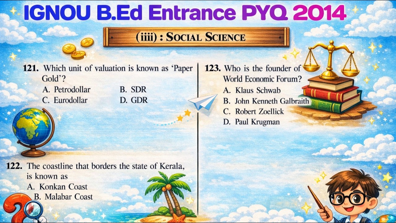 IGNOU B.Ed Entrance Previous Year Question Paper 2014 | Part B | Social Science PYQs