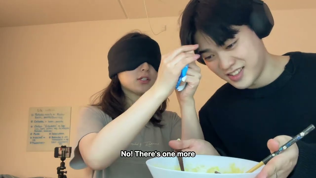 Blind Deaf & Mute Cooking Challenge with Brother and Boyfriend who can only speak Korean?!