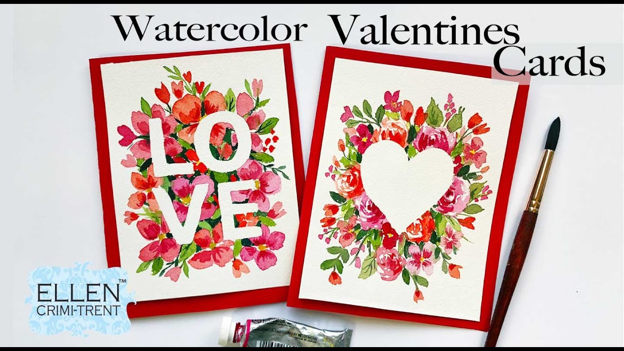 EASY Watercolor Valentine's Day Cards