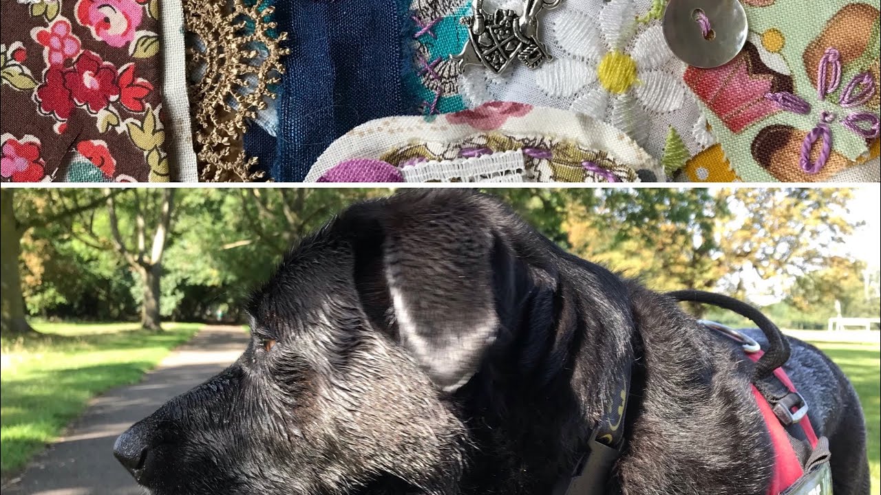#craftyclusters fabric slow stitch clusters made out and about in London stitching on the go