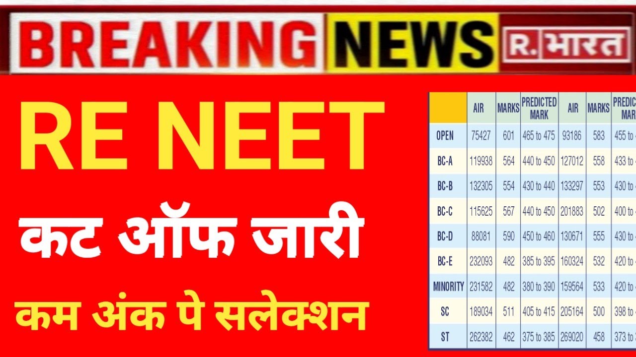 RE NEET 2026 CUT OFF RELEASE 😲 LOW SCORE SELECTION RE NEET 