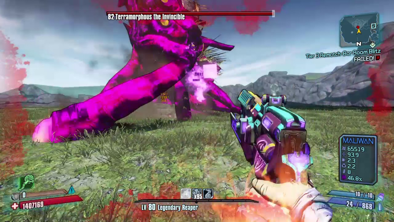 Borderlands 2 Krieg vs Terramorphous L80 1min 7secs