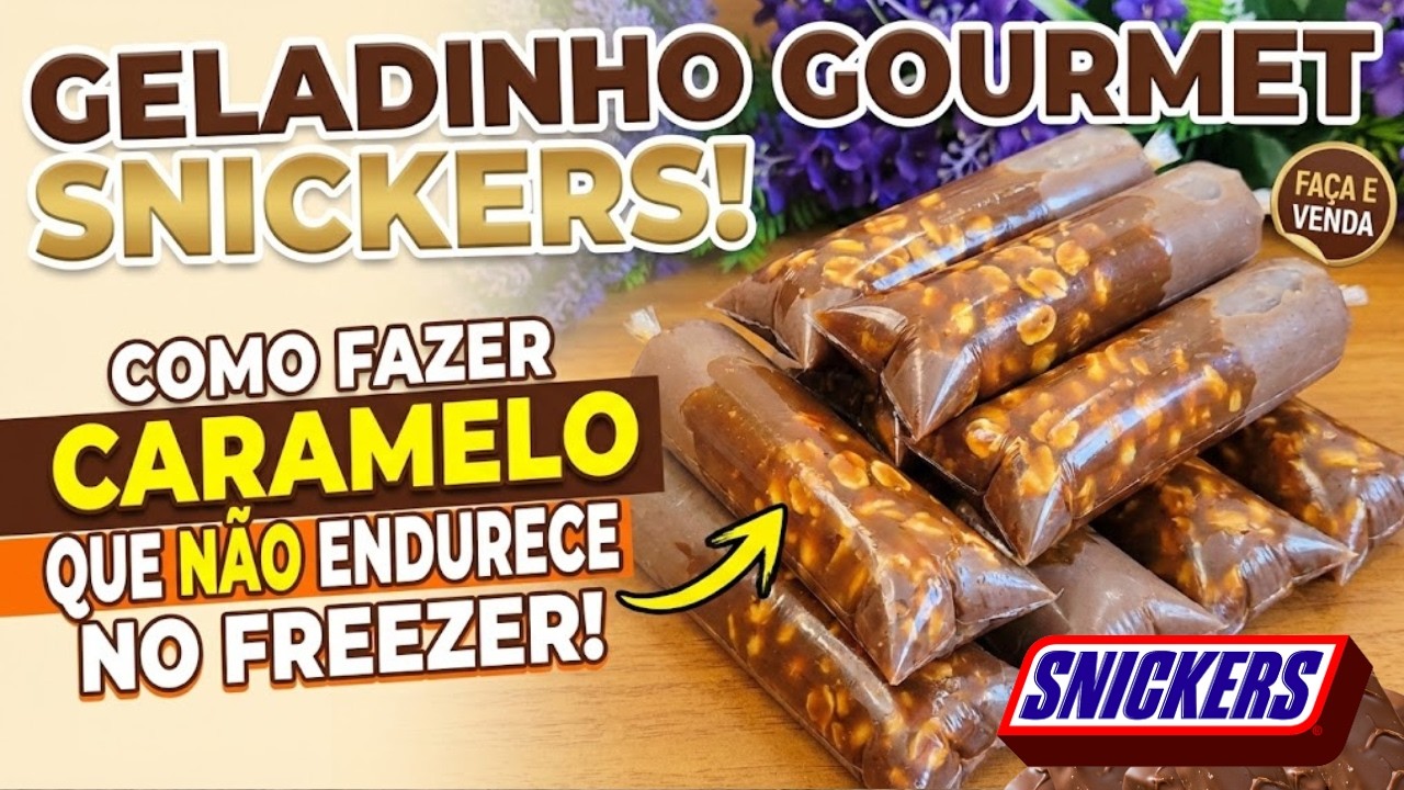 GELADINHO GOURMET SNICKERS: Como Fazer Caramelo que Não Endurece no Freezer