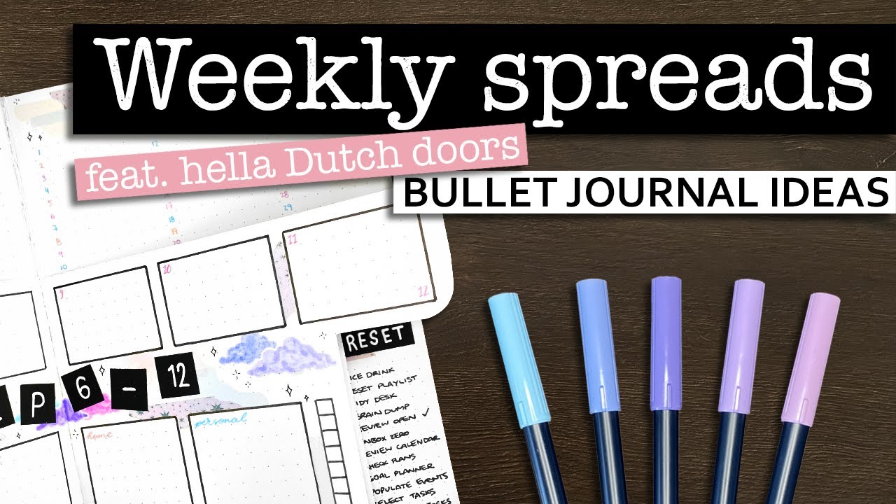 BULLET JOURNAL WEEKLY SPREADS 💜 How to make a Dutch door weekly spread | Bujo weekly spread ideas