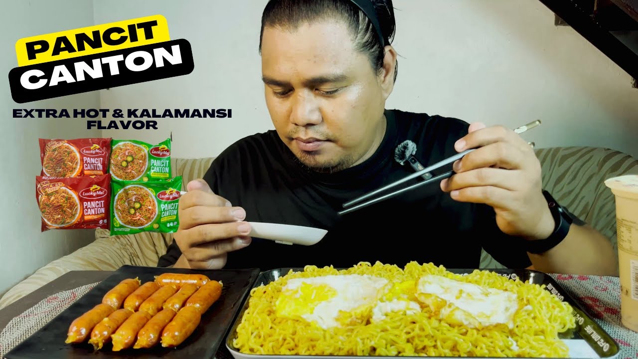 Extra Hot Spicy & Kalamansi Pancit Canton + Spicy Sausage Mukbang | Pinoy Eating Show