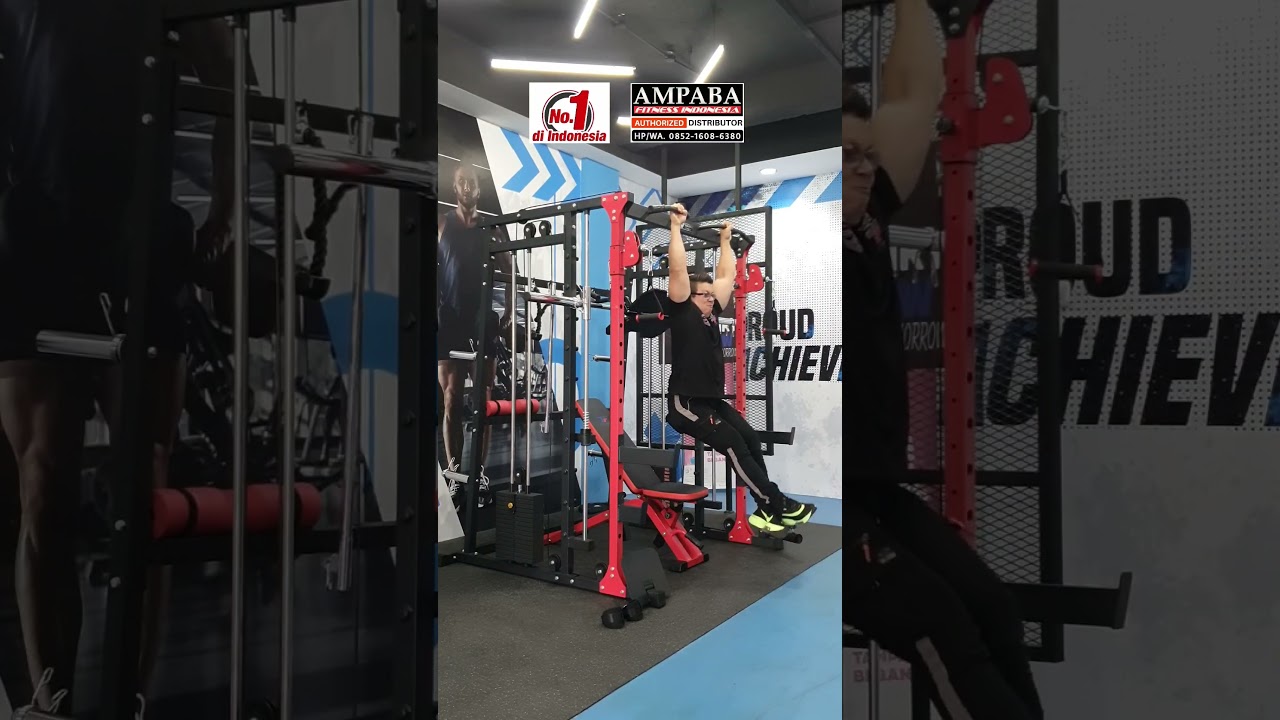 TUTORIAL LATIHAN OTOT PERUT MENGGUNAKAN MULTIGYM IMPORT DUAL-STACK MACHINE/SMITH MACHINE MULTI