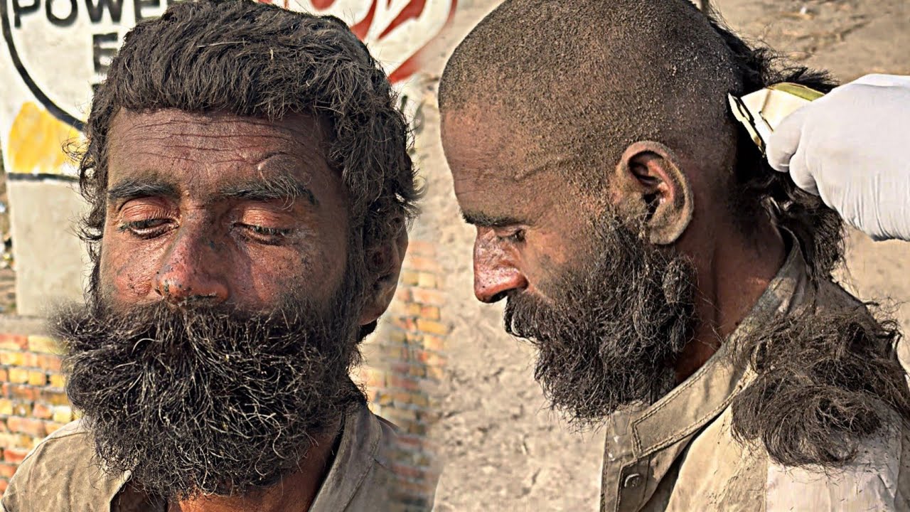 Homeless Man Very dirty Hair transformation And Clothes Change | 8-Year Insane Homeless Man 