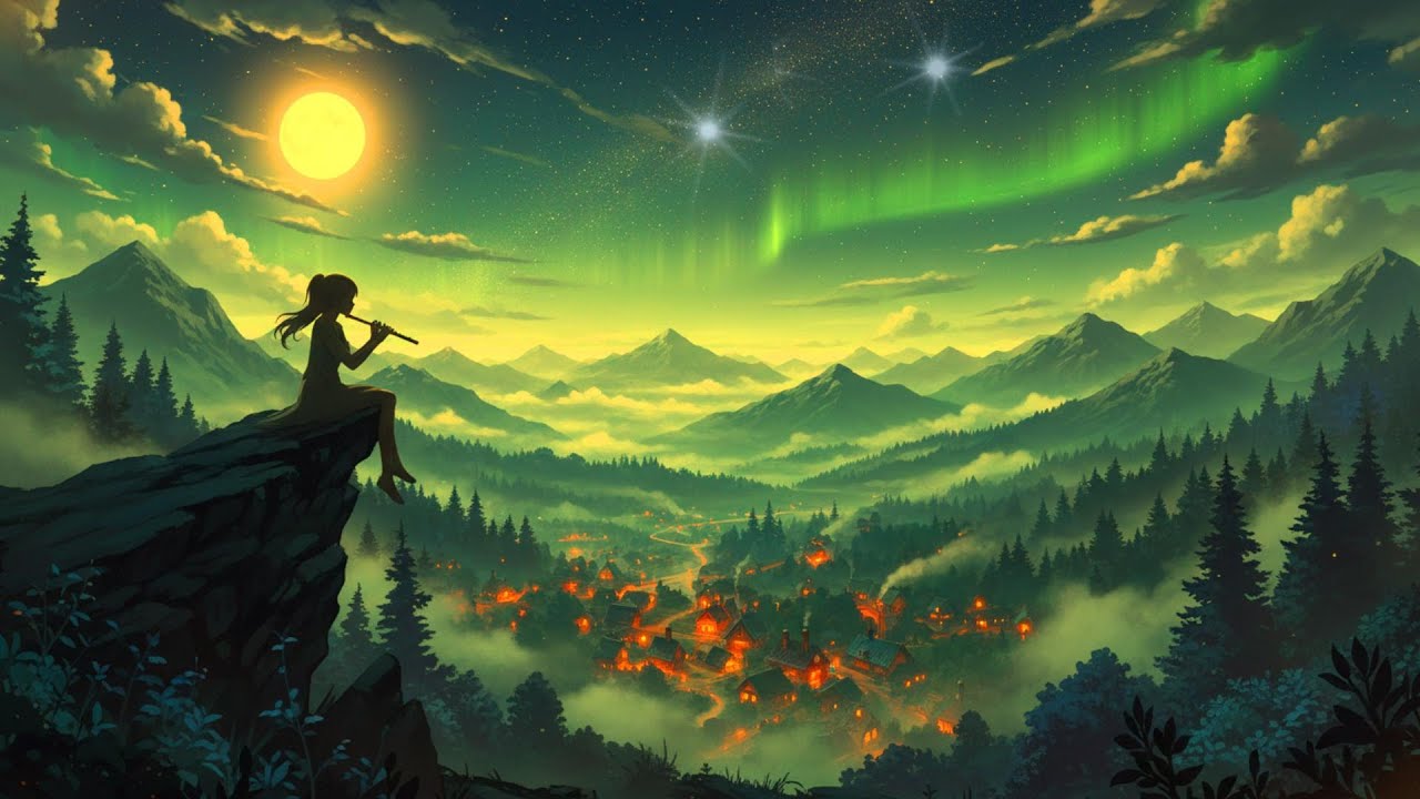 A Lonely Flute Beneath the Northern Lights 🌙 | Fantasy Ambience music