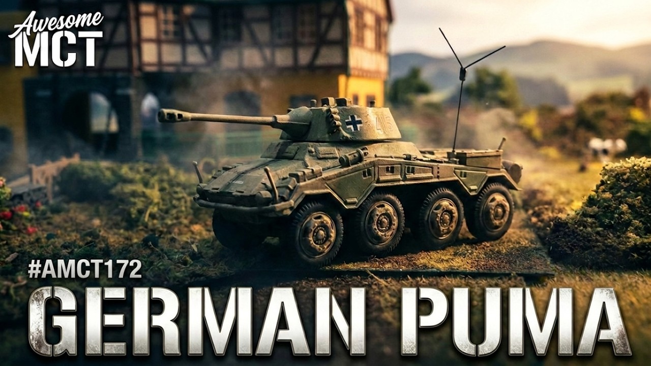 1/72 scale WW2 Puma Armored Car, Sd. Kfz. 234/2 💥Gaming Miniature shown on diorama wargaming terrain