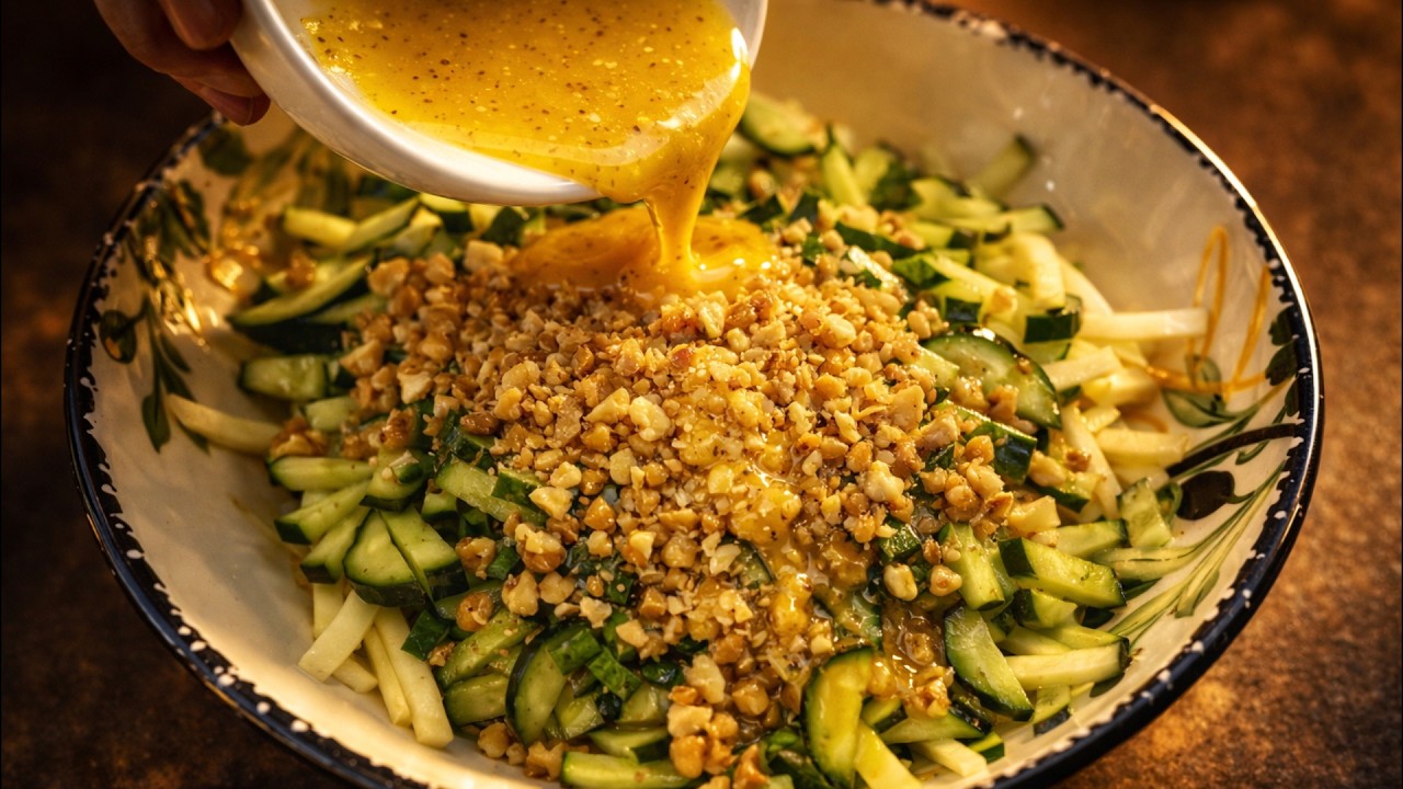 Green Vitamin Salad with Apple, Cucumber, and Nuts – A Healthy Healthy Recipe | Besten Rezepte Essen