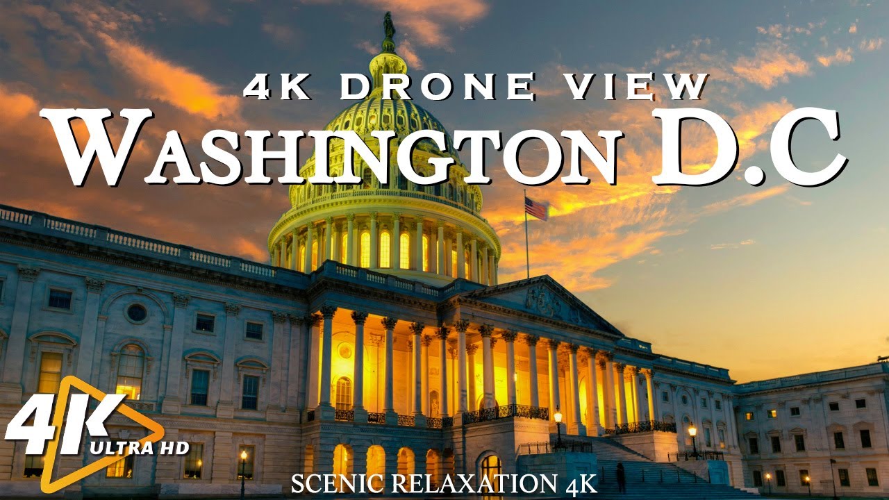 WASHINGTON D.C 4K drone view &bull; Amazing Aerial View Of Seattle| Relaxation film with calming music