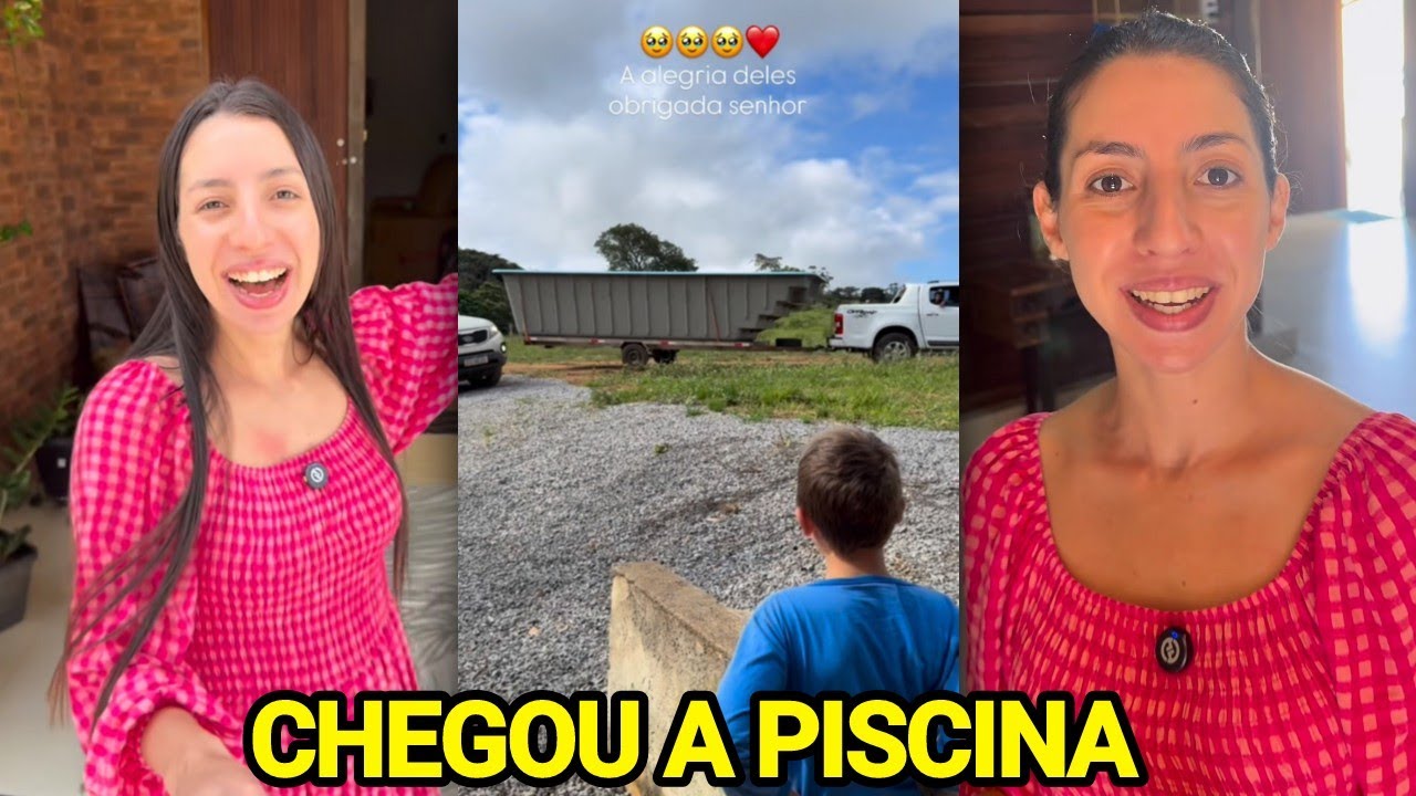 SARA KELLEN MOSTRA O MOMENTO EM QUE A PISCINA CHEGA NO SÍTIO E A REAÇÃO DAS CRIANÇAS