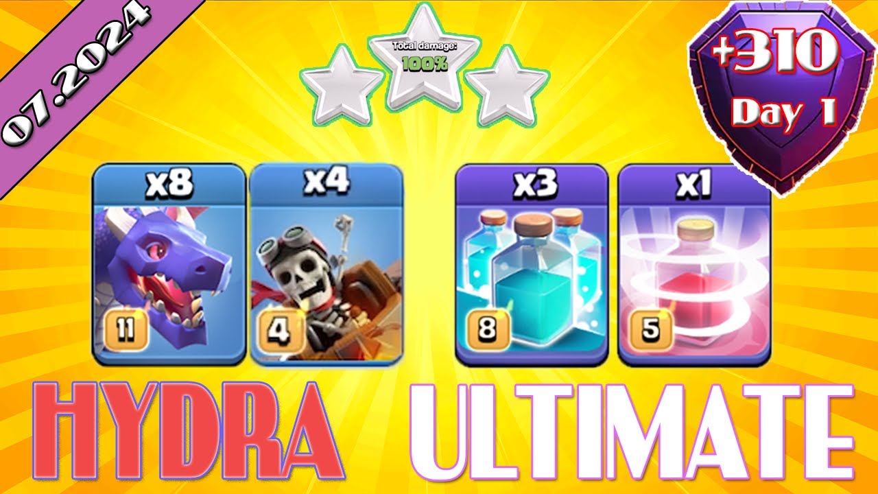 +310 | Hydra Ultimate Attack TH16 | Day 1 | Legend League 07/2024
