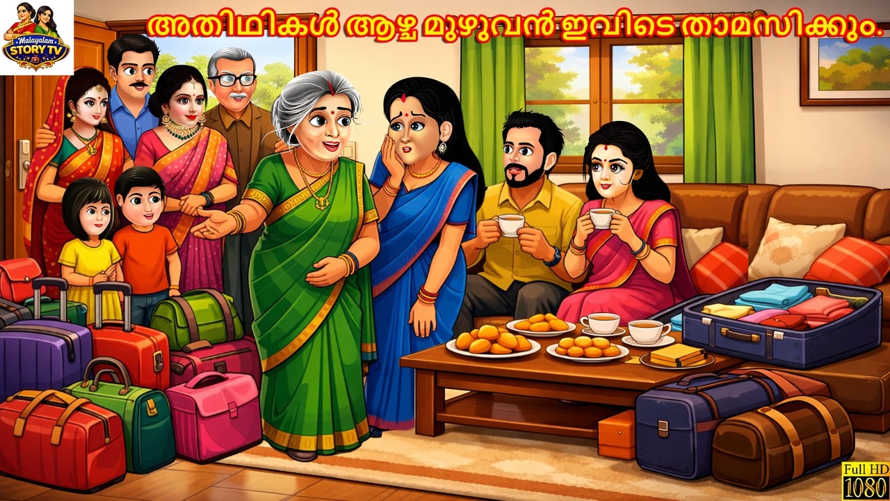 Athidhikal aazcha muzhuvan evide thaamasikkum. | Malayalam Stories | Malayalam Moral Story |Cartoon
