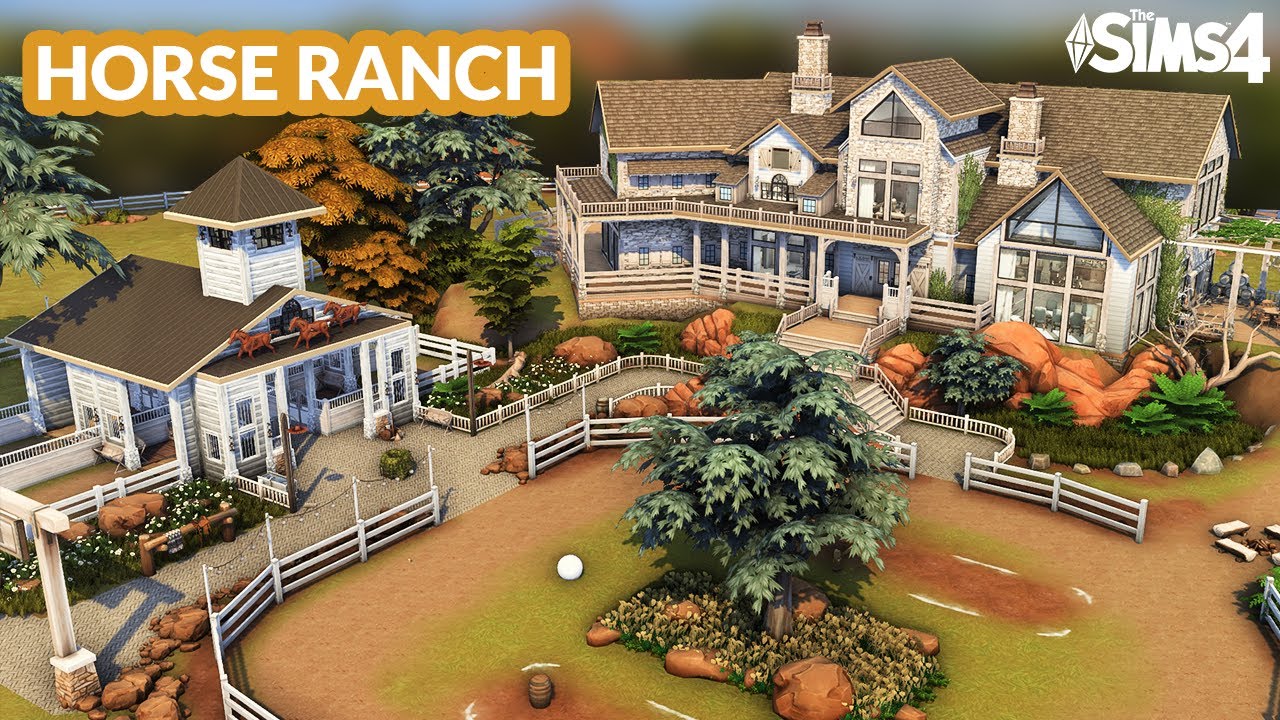 Sims 4 HORSE RANCH Mansion  [No CC] - Speed Build | Kate Emerald