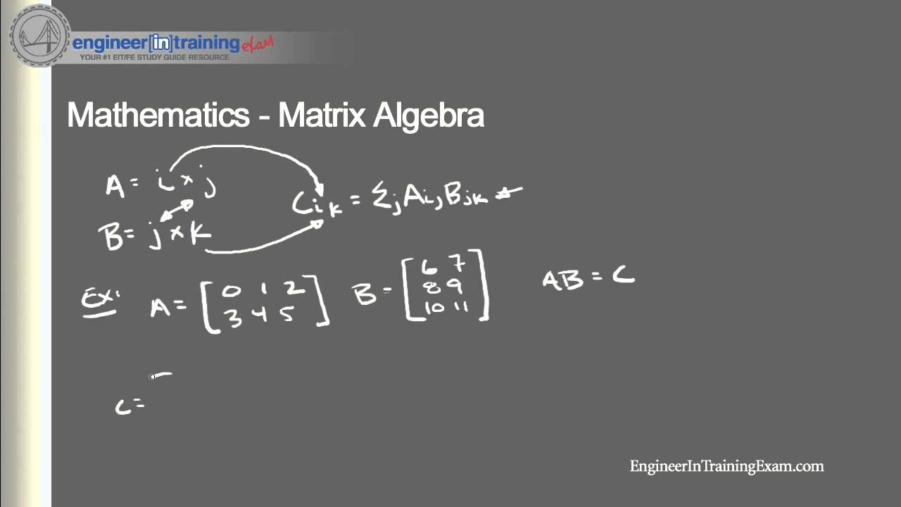 Matrix Multiplication --  Fundamentals of Engineering FE EIT Exam Review