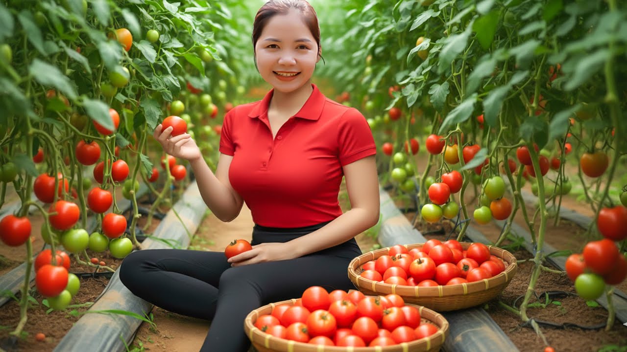 Harvesting 1000+ Kg Ripe Tomatoes Goes To Market Sell - Pet Care, Cooking For Pigs | Han Harvesting