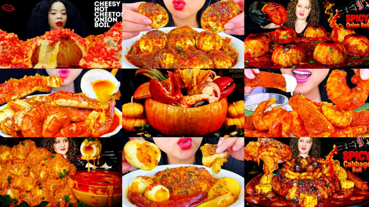 ULTIMATE SEAFOOD BOIL ONION EGG MUKBANG COMPILATION 💯 DELICIOUS SATISFYING SPICY SAUCY VARIOUS FOOD