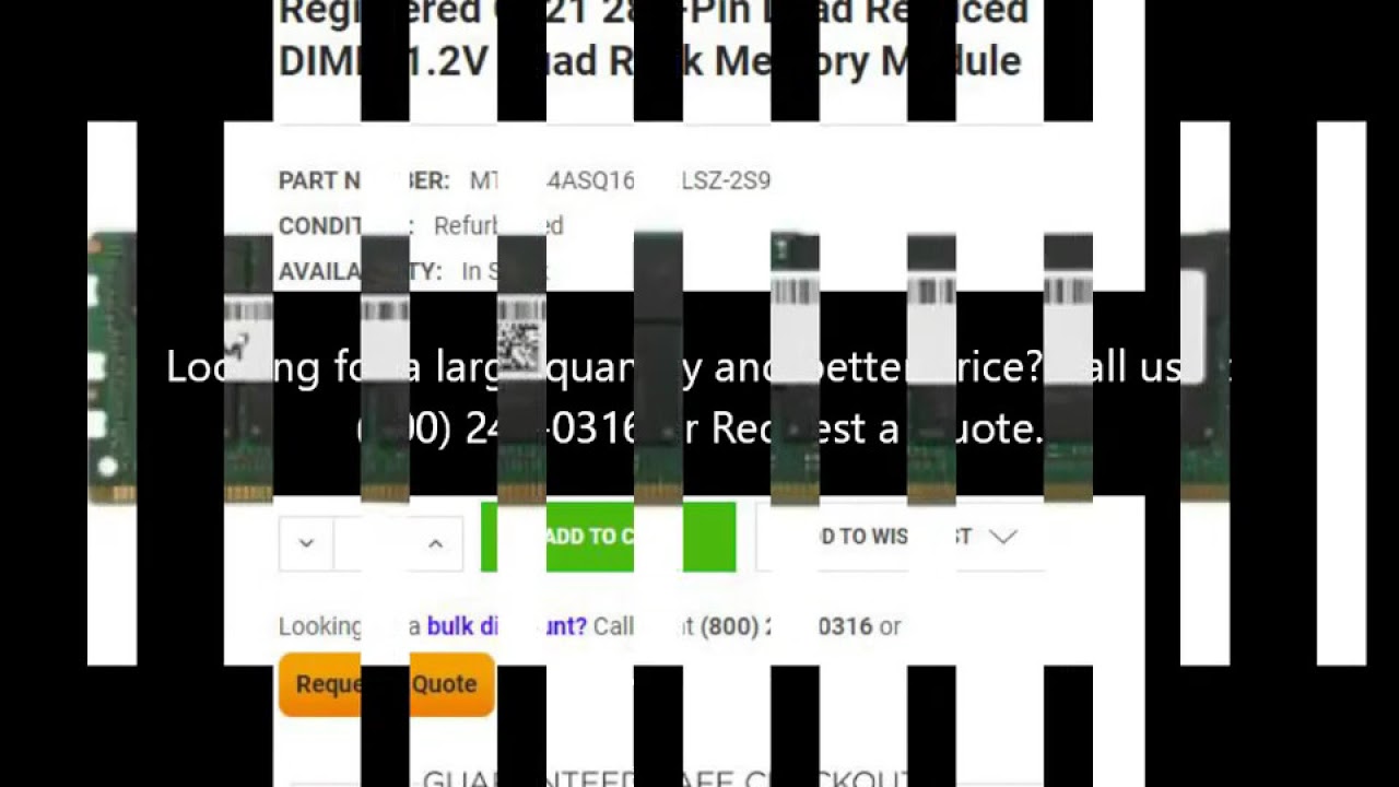 MTA144ASQ16G72LSZ-2S9 Micron 128GB PC4-23400 DDR4-2933MHz ECC Registered CL21 288-Pin LRDIMM
