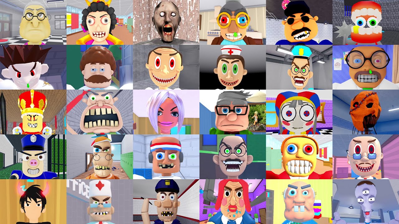 TEAMWORK Jumpscares in All Scary Obby Granny Teacher Escape,Team Grandma Escape,Team Prison Escape