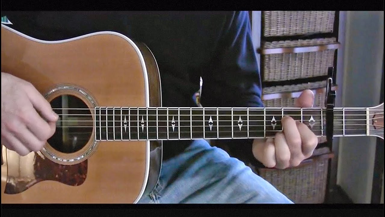James Taylor acoustic guitar lesson (Never Die Young) -- ThinkingDog06