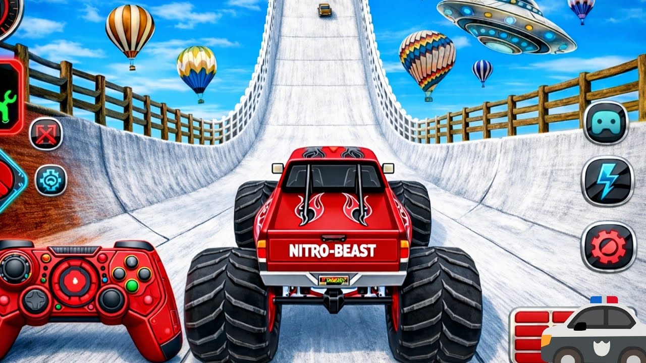 Insane Mega Ramp Challenge 😲 Crazy Gt Monster Truck Stunts - Android King Games