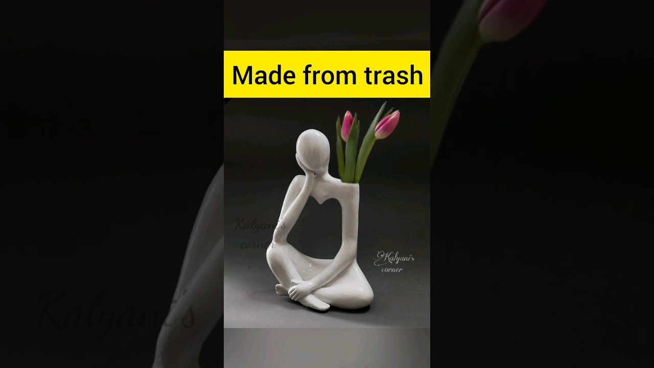Unique flower vase from waste materials #shorts #youtubeshorts #shortsfeed #ytshorts #diy #craft