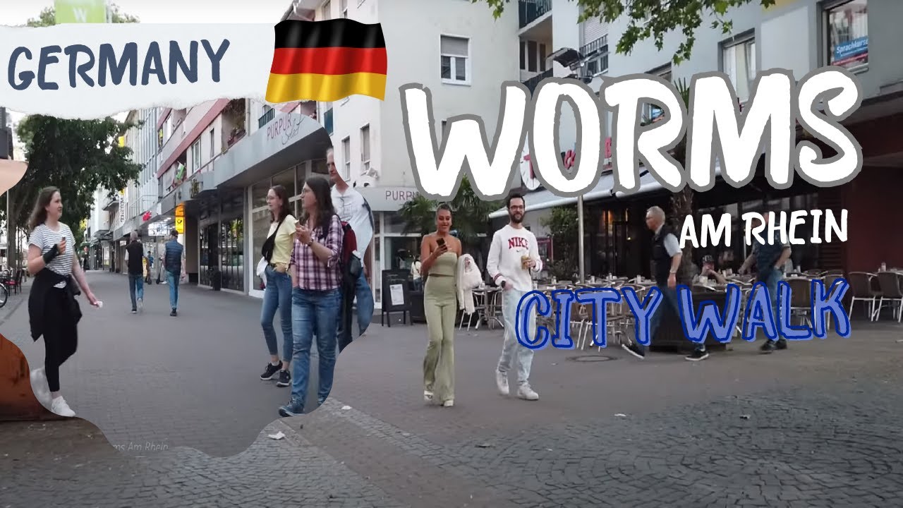 Worms Am Rhein 4K, Walking in the City, Walking in Germany