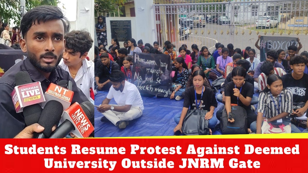 Students Resume Protest Against Deemed University Outside JNRM Gate